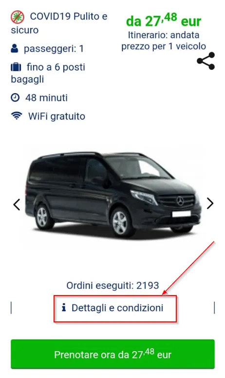 Dettagli e condizioni dell'auto